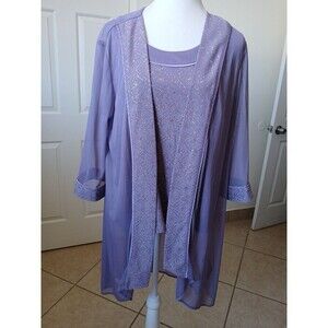 R&M Richards Women’s Open Front Jacket Attached Tank Lace Formal Purple Size 16